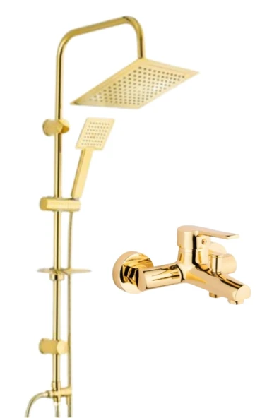 ESORA Gold Kare Robot Duş Seti , Banyo Bataryası 2’li Set - 1