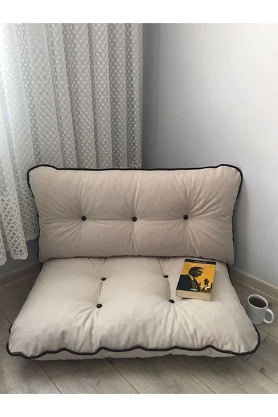 Lavinia Puf Lavinia Petek Önü Palet Yer Minderi Ikili Takım Krem