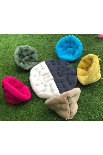 zerkaconcept Papatya Pofidik Bahçe Minderi Yer Pufu Yer Minderi Rahat Oturum- Açık Gri - Resim 2