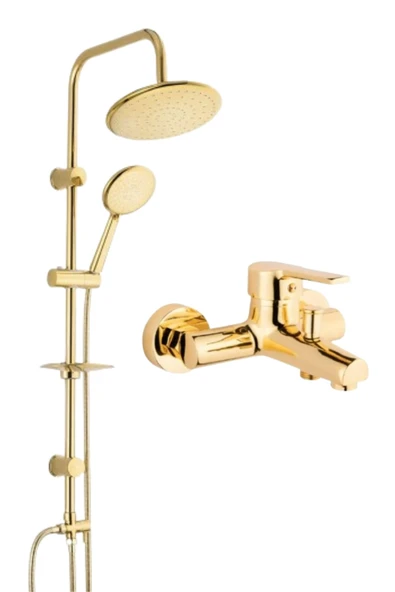 ESORA Gold Yuvarlak Robot Duş Seti , Banyo Bataryası 2’li Set ürün görseli 1