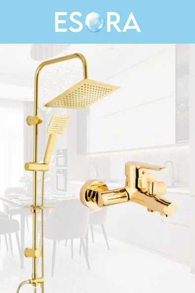 ESORA Gold Kare Robot Duş Seti , Banyo Bataryası 2’li Set