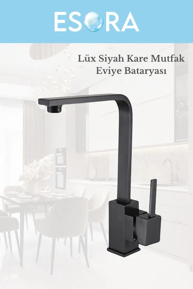 ESORA Gold Yuvarlak Robot Duş Seti , Siyah Lüx Kare Eviye , Sabit Lavabo , Banyo Bataryası 4’lü Set - Resim 4