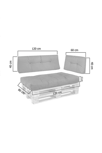 CAVİSS 120x80 Palet Minderi Bahçe Mobilyası Bahçe Minderi Kalın Kumaş - 2