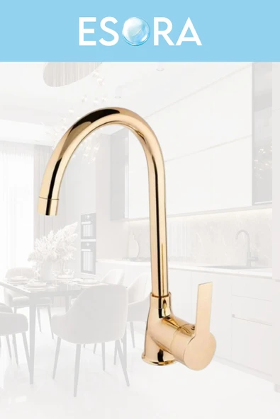 ESORA Gold Kare Robot Duş Seti , Eviye , Lavabo , Banyo Bataryası 4’lü Set - Resim 4