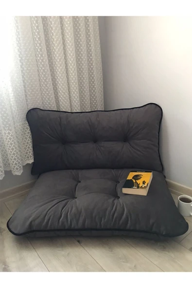 Lavinia Puf Puf Petek Önü Palet Yer Minderi Ikili Takım Antrasit 70x100cm ürün görseli