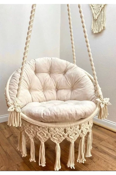 PEDRA TEKSTİL Caviss Home Makrome Salıncak Minderi Bahçe Mobilyaları - 4