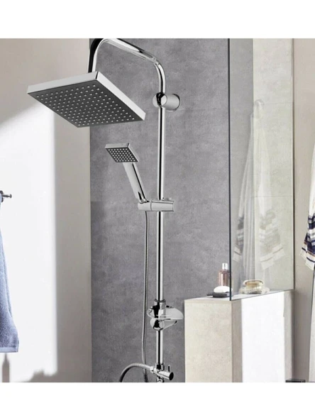 Siyah Krom Başlıklı Kare Robot Tepe Yağmurlama Duş Seti - 2