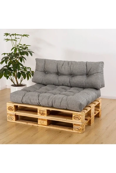 Rual Su Geçirmez Kumaş Bahçe&balkon Palet Üstü Sırt Dayamalı Özel Dolgulu Kaliteli Yer Minderi 120x80cm