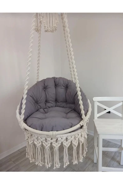 elegant concept Makrome Salıncak Minderi Gri