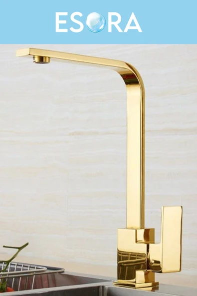 ESORA Gold Kare Robot Duş Seti, Kare Banyo, Mutfak Eviye Ve Lavabo Bataryası Musluğu 4'lü Set - 3