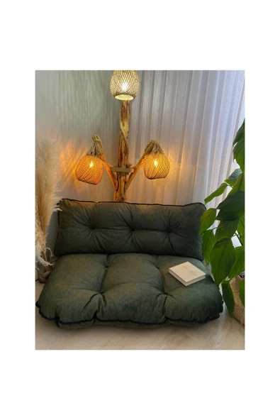 sitehome İkili Takım Yer Bahçe ve Palet Minderi Haki Yeşil - Resim 3