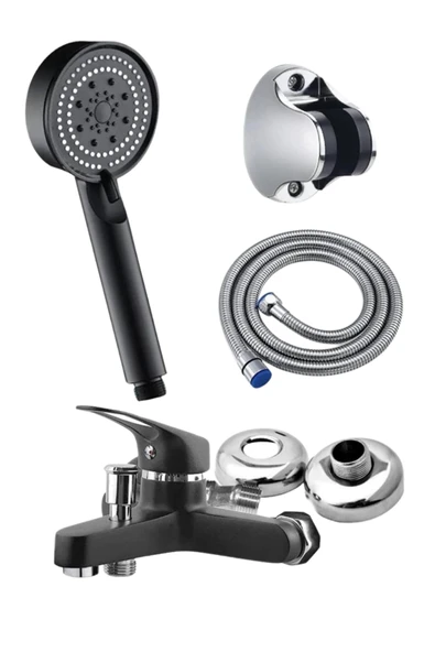 ESORA SİYAH BANYO BATARYASI DUŞ BAŞLIĞI HORTUMU VE MAFSALI SET ürün görseli