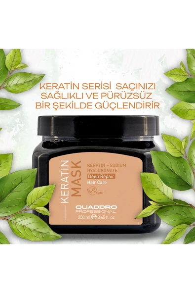 QUADDRO PROFESSİONAL KERATİN YIPRANMIŞ VE ONARICI MASKE 250 ML - Resim 3