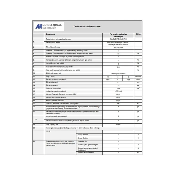 Onvo  32OV6000H 32" 81 Ekran Uydu Alıcılı HD Ready Smart LED TV - Resim 3