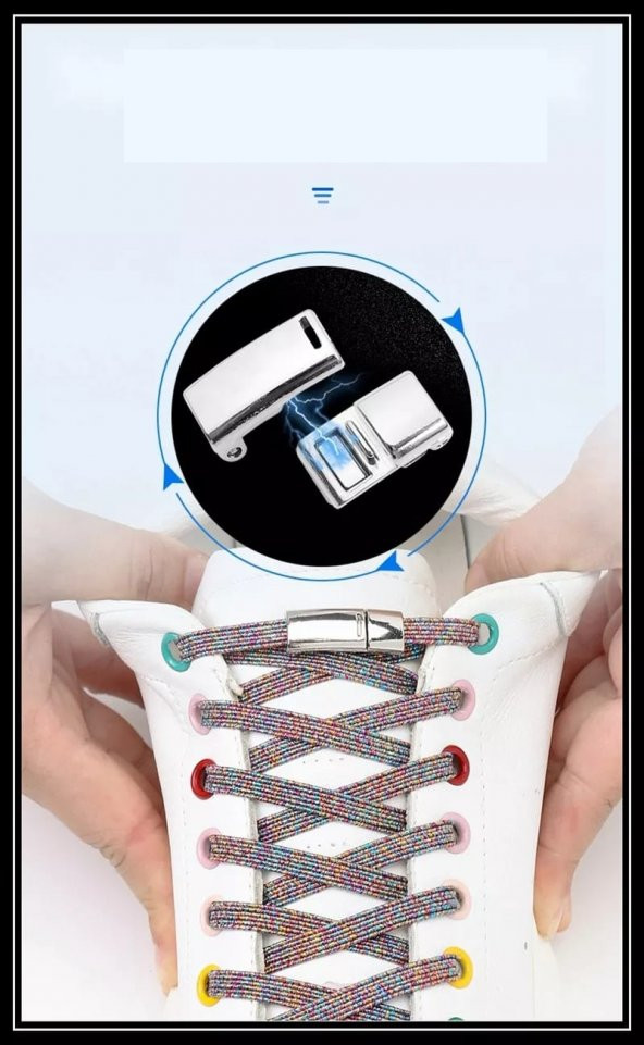 Mıknatıslı Manyetik Lastikli Ayakkabı Bağcık Yeni Model Klipsli - 3