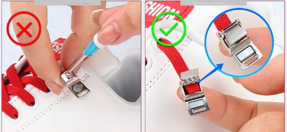 Mıknatıslı Manyetik Lastikli Ayakkabı Bağcık Yeni Model Klipsli - 6