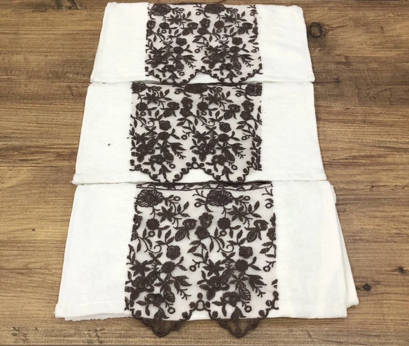 3 Lü Royam %100 Pamuk Kadife Güpürlü Mutfak Havlusu 30 x 50 - 4