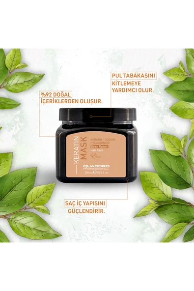 QUADDRO PROFESSİONAL KERATİN YIPRANMIŞ VE ONARICI MASKE 250 ML - Resim 2