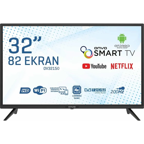 Onvo  OV32150 32'' 82 Ekran Uydu Alıcılı HD Android Smart LED TV ürün görseli
