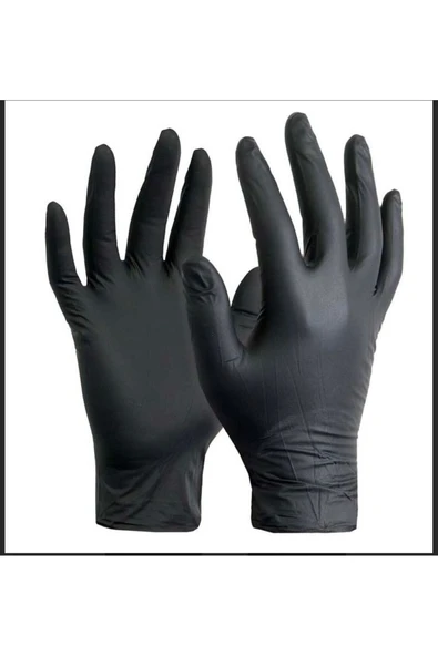 COREMED 100 lü Çok Amaçlı Pudrasız Nitril Eldiven Siyah, M beden - Resim 2