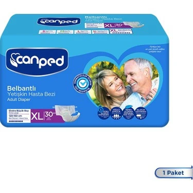 Canped Tekstil Yüzeyli Belbantlı Ekstra Büyük Boy XL 30'lu Hasta Bezi ürün görseli