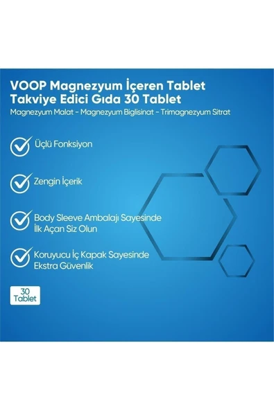 Magnezyum Malat, Sitrat Ve Bisglisinat - 200 Mg | 30 Tablet - 2