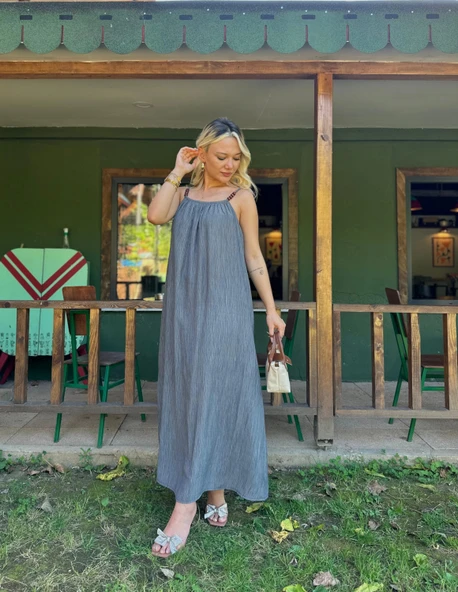 Kadın Askılı Elbise Antrasit - 2