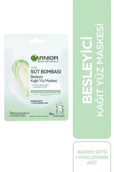 Garnier Süt Bombası Besleyici Badem Sütü Kağıt Yüz Maskesi-