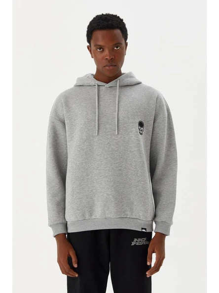 No Fear Erkek Sweatshirt Kapüşonlu Gri M500241