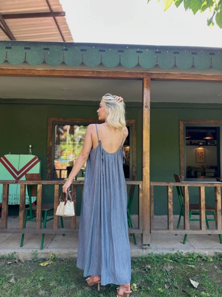 Kadın Askılı Elbise Antrasit - 3