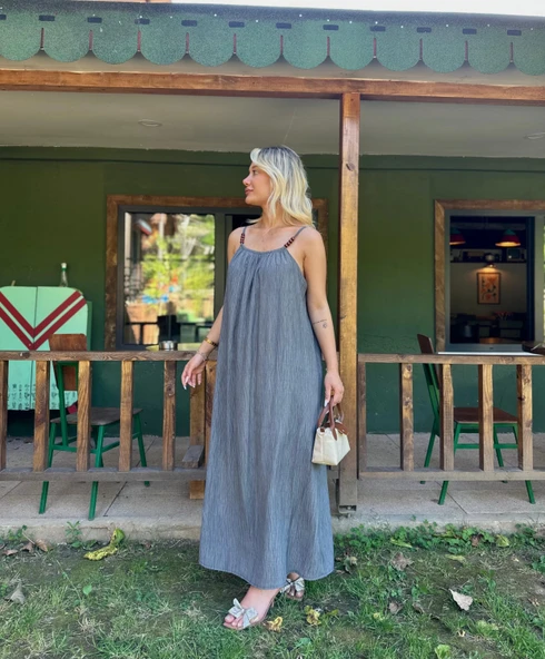 Kadın Askılı Elbise Antrasit