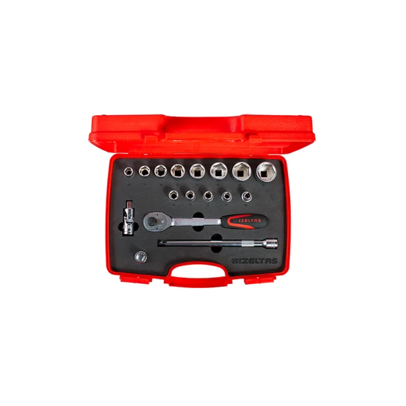 İZELTAŞ  1/2" ALTI KÖŞE LOKMA ANAHTAR TAKIMI 17 PARÇA ürün görseli 1