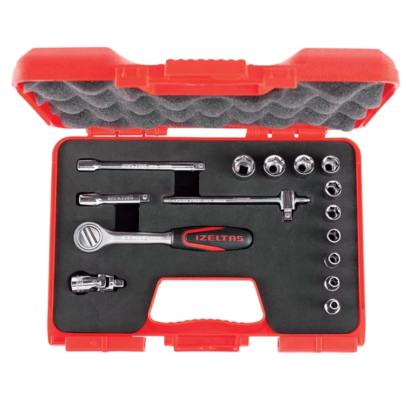 İZELTAŞ 1/4'' ALTI KÖŞE LOKMA ANAHTAR TAKIMI 15 PARÇA ürün görseli 1