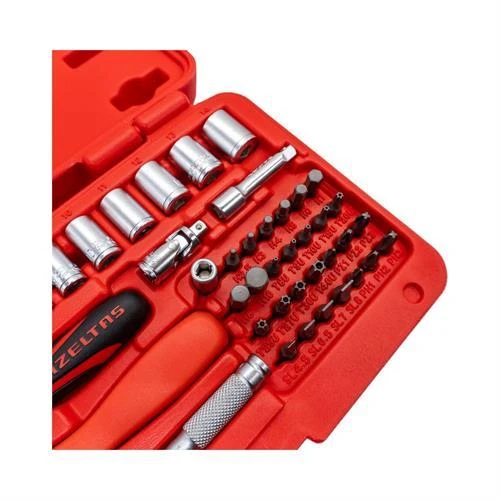 İZELTAŞ 1/4" ALTI KÖŞE LOKMA ANAHTAR VE BİTS SET 45 PARÇA - Resim 7