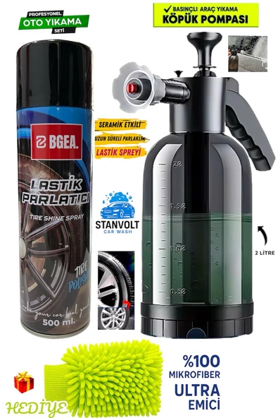 Maksimum Basınçlı Köpük Atan Pompa + Lastik Parlatıcı Sprey EL ŞÖNİL HEDİYELİ