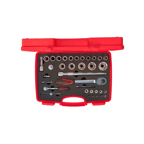 İZELTAŞ 1/4" - 1/2" ALTI KÖŞE LOKMA ANAHTAR TAKIMI 35 PARÇA ürün görseli 1