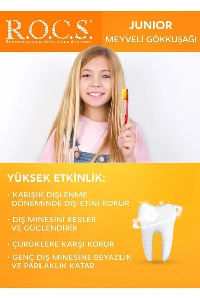R.O.C.S. Meyveli Gökkuşağı Tadında 6-12 Yaş Florürsüz Çocuk Diş Macunu 60 ml - 3