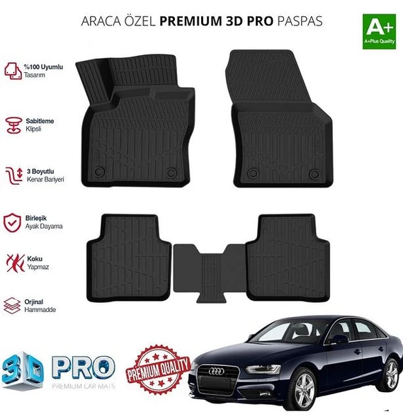 AUDİ A4 ARACA ÖZEL 3D PASPAS 2011 2012 2013 2014 2015 2016 ürün görseli 1