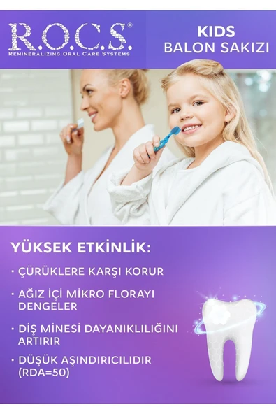 R.O.C.S. Balon Sakızı Tadında 4-7 Yaş Florürlü Çocuk Diş Macunu 35 ml - 3