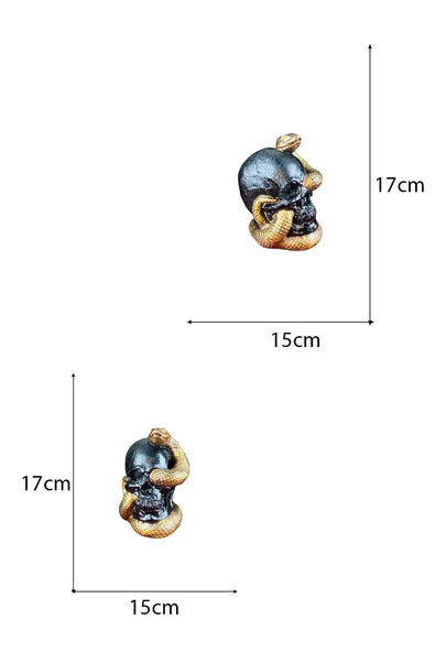 Dekoratif Polyester Yılanlı Kuru Kafa Biblo - 3