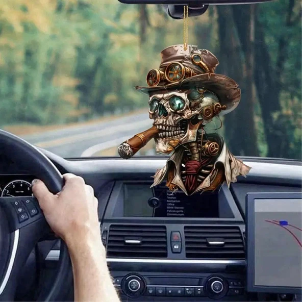 İç aksesuar kahverengi iskelet baskılı Oto İç aksesuar - Resim 3