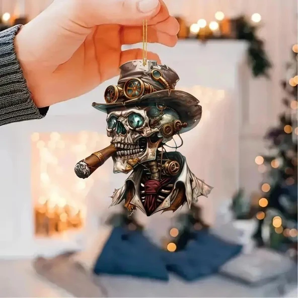 İç aksesuar kahverengi iskelet baskılı Oto İç aksesuar - Resim 4