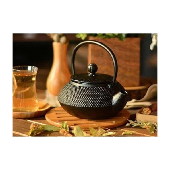 Taşev Linden Sümbül Döküm Demlik 750ml Siyah ürün görseli 1