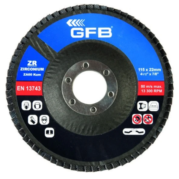 ZİRKONYUM FLAP DİSK ZIMPARA 115x80 KUM-MAVİ (10 Adet) ürün görseli 1