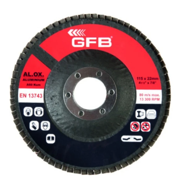ALÜMİNYUM FLAP DİSK ZIMPARA 115x40 KUM-KIRMIZI (10 Adet) - 1