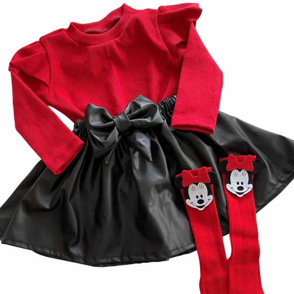 Deri Etek Badi, Mikili Diz altı Çorap takımı - 5