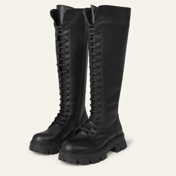 Mudo DERİ GÖRÜNÜMLÜ BAĞCIKLI ÇİZME ürün görseli 1