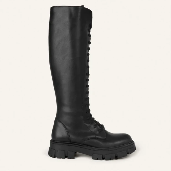 Mudo DERİ GÖRÜNÜMLÜ BAĞCIKLI ÇİZME - Resim 2