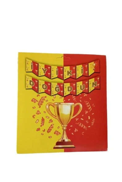 Sarı Kırmızı Taraftar Iyi Ki Doğdun Banner Ve 5 Adet Sarı Balon - 5 Adet Kırmızı Balon Set - Resim 2