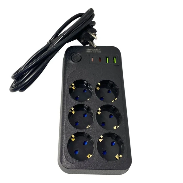 ShowMax SH-4630 2Mt 2xUSB-2xTYPE-C 4lü Termal Akım Korumalı Priz 10A 2500W - Resim 3